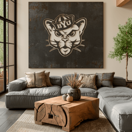 The BYU Cat - Metal Wall Art - Square